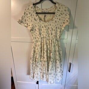 BNWT cottage-core babydoll midi floral dress